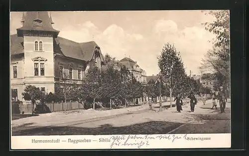 AK Hermannstadt, Strassenpartie in der Schewisgasse