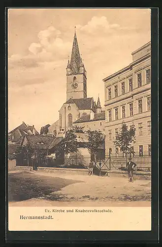 AK Hermannstadt, Ev. Kirche und Knabenvolksschule