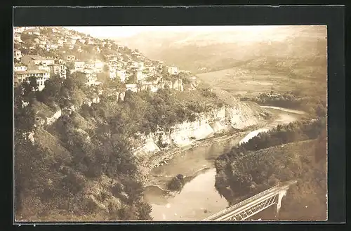 AK Tarnowo, Blick auf die Stadt am Hang über dem Fluss