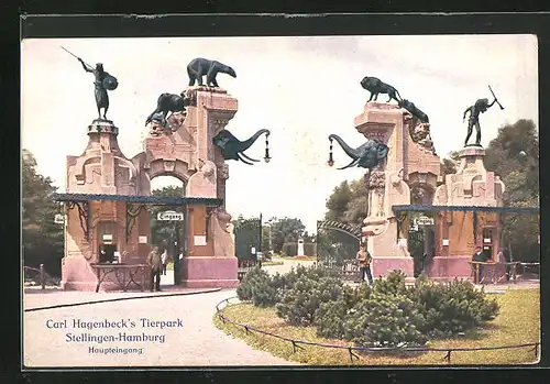 AK Hamburg-Stellingen, Carl Hagenbeck`s Tierpark, Haupteingang