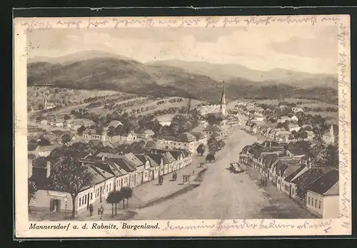 Künstler-AK Mannersdorf a. d. Rabnitz, Blick auf Ort und Landschaft des Burgenland