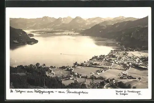 AK St. Gilgen /Wolfgangsee, Totalansicht vom Plombergstein