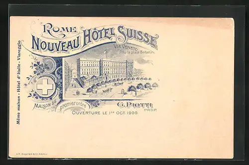 Lithographie Rom, Hotel Suisse, Via Veneto