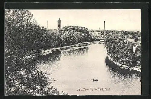 AK Halle, Panorama mit Giebichenstein