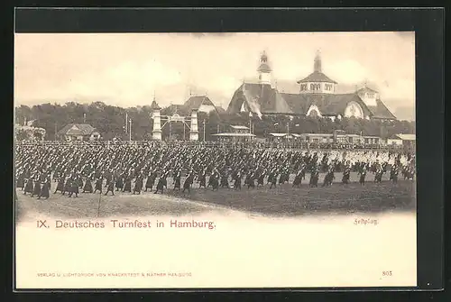 AK Hamburg, IX. Deutsches Turnfest, Frauen bei einer Übung auf dem Festplatz