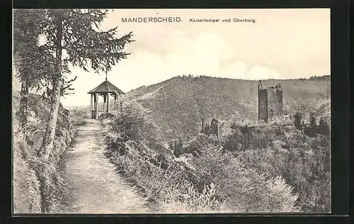 AK Manderscheid, Kaisertempel und Oberburg, Aussichtspavillon