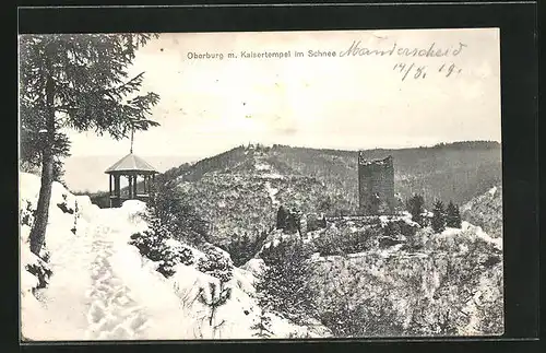 AK Manderscheid, Oberburg mit Kaisertempel im Schnee