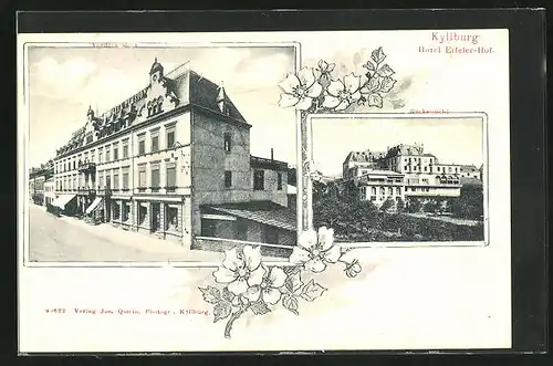 AK Kyllburg, Hotel Eifeler-Hof, Vorder- und Rückansicht