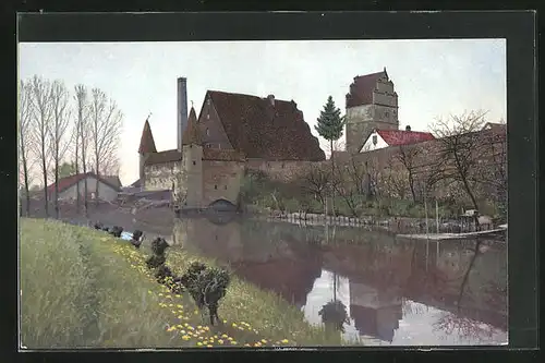 Künstler-AK Photochromie Nr. 2776: Dinkelsbühl, Stadtmühle und Nördlinger Tor