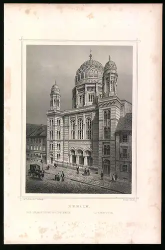 Stahlstich Berlin, Die Synagoge, aus Die deutsche Kaiserstadt von Robert Springer, Darmstadt 1876, 17 x 25cm
