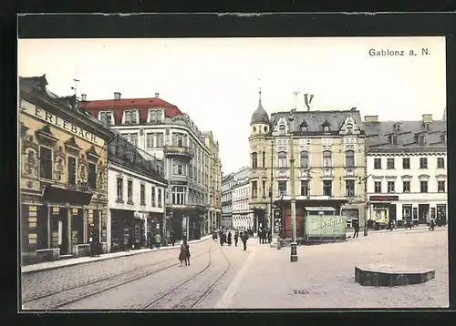 AK Gablonz / Jablonec Nad Nisou, Ansicht einer Strasse