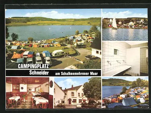 AK Schalkenmehren /Eifel, Gasthof Pension Schneider, Campingplatz, Haus am Maar