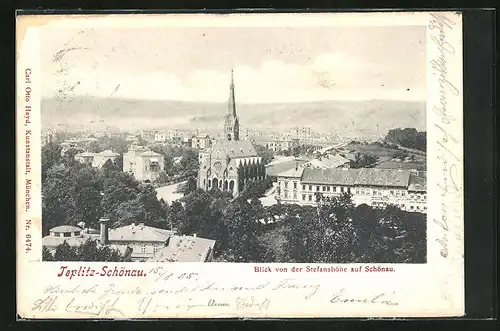 AK Teplitz Schönau / Teplice, Blick von der Stefanshöhe auf Schönau