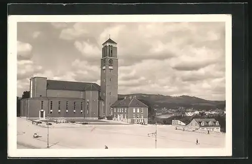 AK Gablonz / Jablonec Nad Nisou, Platzpartie in der Stadt