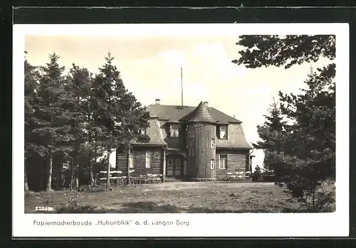 AK Gillersdorf, Papiermacherbude Höhenblick a. d. Langen Berg, Landpoststempel