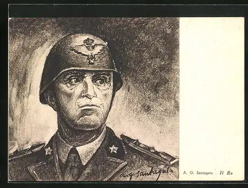 AK Vittorio Emanuele von Italien in Uniform mit Helm