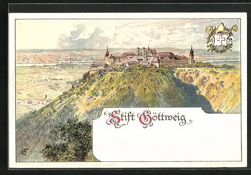 Lithographie Göttweig, Das Stift auf dem Berg