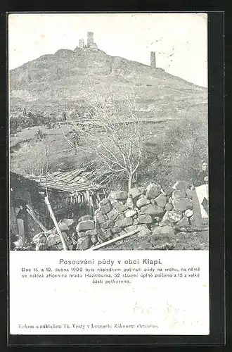 AK Klapy, Erdrutsch 1900, Posouváni pudy v obci Klapi