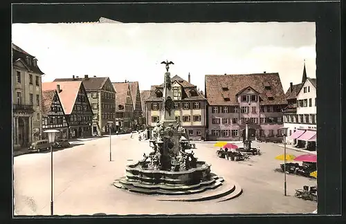 AK Schwabach, Marktplatz mit Brunnen