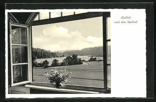 AK Bad Bocklet, Sanatorium Dr. Trümbach, Ausblick nach dem Saaletal