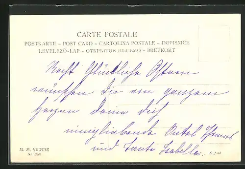 Künstler-AK Ostergruss, mit Autograph von Prinzessin Isabella Marie Elisabeth von Bayern