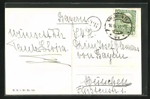 Künstler-AK Ostergruss, mit Autograph von Prinzessin Elvira von Bayern