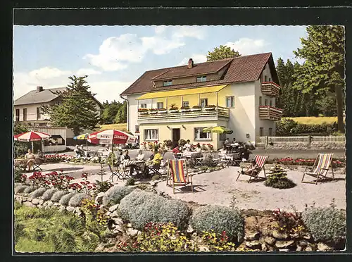 AK Pfaben /Steinwald, Gasthaus und Pension Berggasthof Zrenner, Aussenterrasse