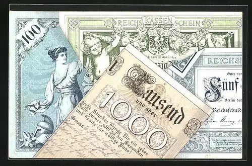 Künstler-AK Reichskassenscheine, Geld