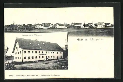 AK Sünzhausen, Gasthaus b. L. Wittmann, Panorama