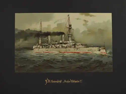 Lithographie SM Linienschiff Kaiser Wilhelm 2, nach Heinrich Graf aus Deutschland zur See um 1912, 34.5 x 45.5cm