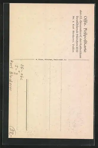 Künstler-AK sign. Karl Blocherer: München, 62. Generalversammlung d. Katholiken Deutschlands 1922