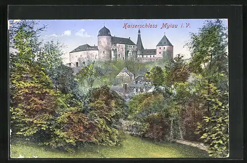 AK Mylau i. V., Blick zum Kaiserschloss