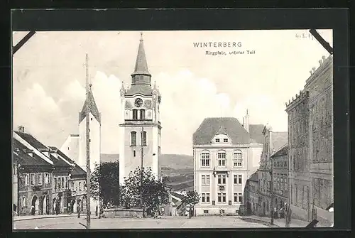 AK Winterberg, Ringplatz mit Rathausturm