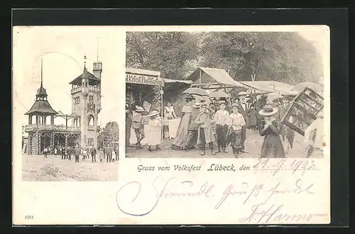 AK Lübeck, Volksfest, AK-Verkauf auf dem Festplatz