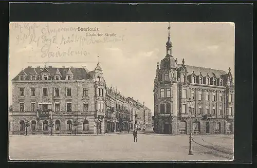 AK Saarlouis, Lisdorfer Strasse mit Hotel-Restaurant Kaiserhof