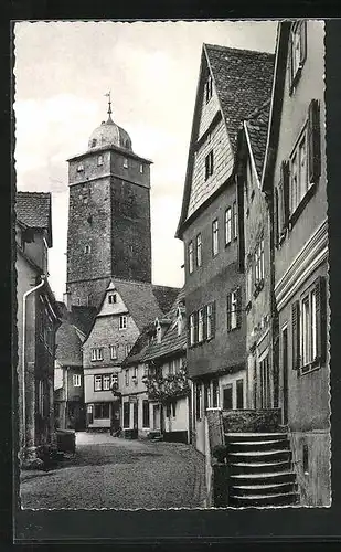 AK Lohr am Main, Fischergasse und Stadtturm