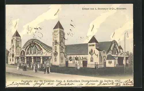 AK Aachen, 59. General-Vers. d. Katholiken 1912, Festhalle