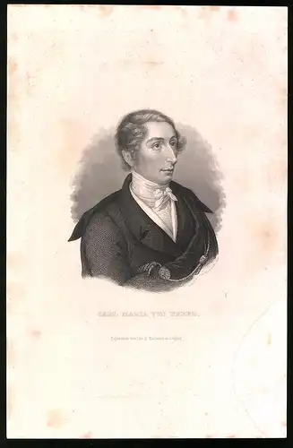 Lithographie Carl Maria von Weber, Sculp.: Carl Mayer, 15 x 22cm