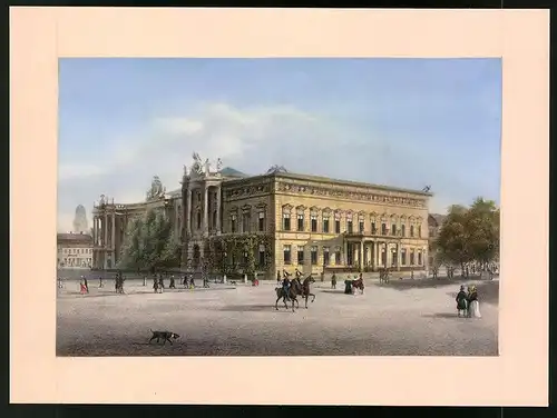 Lithographie Berlin, Palais des Prinzen Wilhelm, altkoloriert, nach Ludwig-Edward Lütke um 1840, 17.5 x 24cm