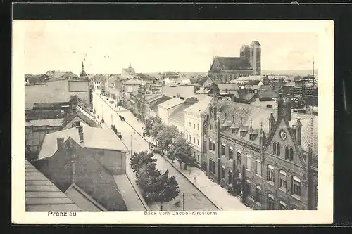 AK Prenzlau, Blick vom Jacobi-Kirchturm mit Kirche