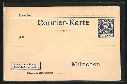 AK München, Courier-Karte, Private Stadtpost