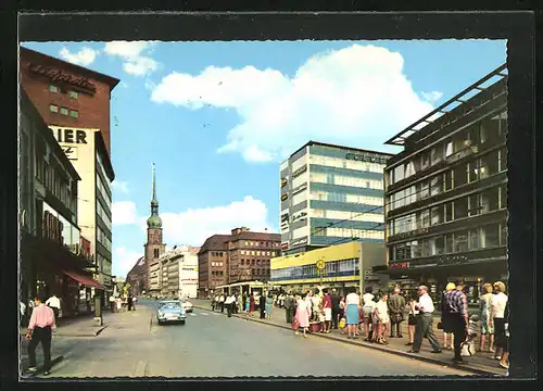 AK Dortmund, moderne Architektur, Kirche am Ende der Kampstrasse