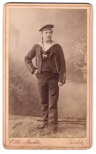 Fotografie Otto Faehte, Görlitz, Grüner Graben 29, Matrose mit Mützenband kaiserliche Marine