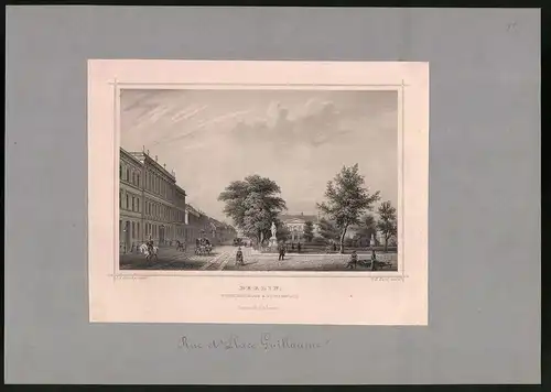 Stahlstich Berlin, Wilhelmsstrasse und Wilhelmsplatz, montiert, um 1870, del.: F. A. Borchel, sculp.: G. M. Kurz