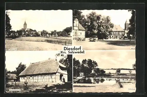 AK Diesdorf / Salzwedel, Markt, Heimatmuseum, Volksbad