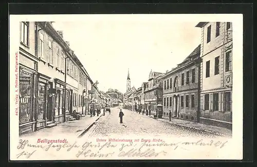 AK Heiligenstadt, Untere Wilhelmstrasse mit Evang. Kirche