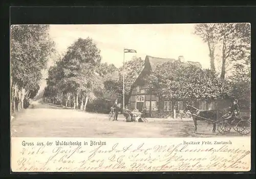 AK Börsten, Gasthaus Waldschenke und Pferdewagen