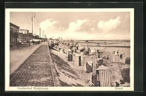 AK Wangerooge, Promenade mit Strandpartie und Körben