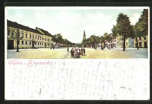 AK Zossen, Strassenpartie mit Gebäudeansicht