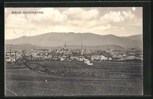 AK Mähr. Schönberg, Ortsansicht aus der Ferne